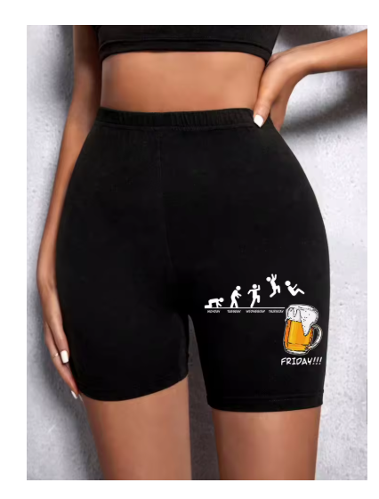 Trendy Graphic Sports Shorts with White Line Detail