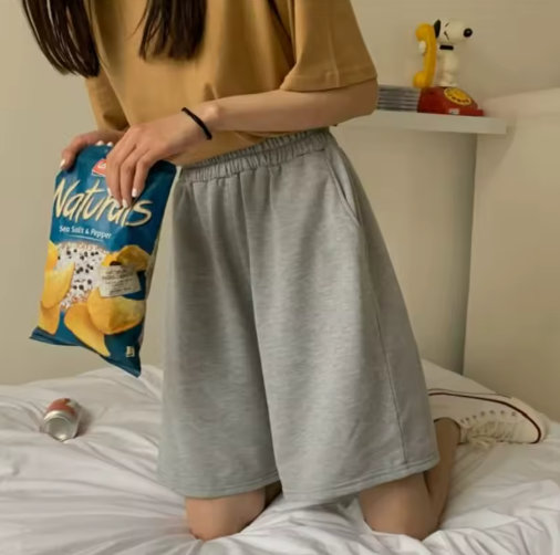 Women's Korean Style High-Waisted Fitness Shorts – Loose, Comfy & Sporty Summer Look