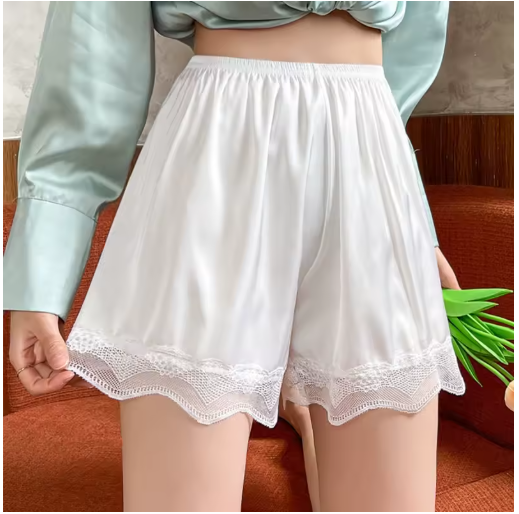 Women's Soft Lace Satin Underwear Shorts – Lightweight & Comfortable Homewear