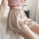 Women's Soft Lace Satin Underwear Shorts – Lightweight & Comfortable Homewear
