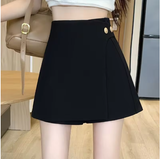 Women's Irregular High-Waisted Wide-Leg Shorts – Elegant Summer Skirt-Style Pants