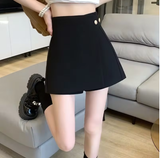 Women's Irregular High-Waisted Wide-Leg Shorts – Elegant Summer Skirt-Style Pants