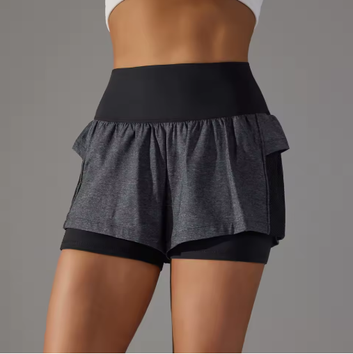 Women's 2-in-1 Athletic Running Shorts with Pockets – High-Waisted Sport Skirt for Tennis, Golf, Yoga & Training