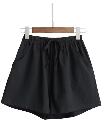 Women's High-Waist Cotton & Linen Shorts – Lightweight, Loose-Fit Summer Pants