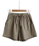 Women's High-Waist Cotton & Linen Shorts – Lightweight, Loose-Fit Summer Pants