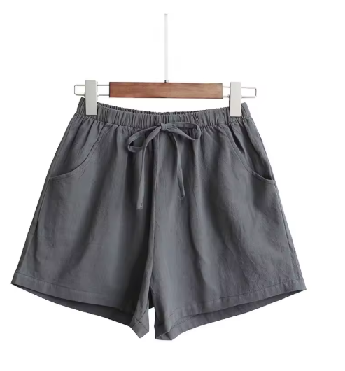 Women's High-Waist Cotton & Linen Shorts – Lightweight, Loose-Fit Summer Pants