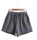 Women's High-Waist Cotton & Linen Shorts – Lightweight, Loose-Fit Summer Pants