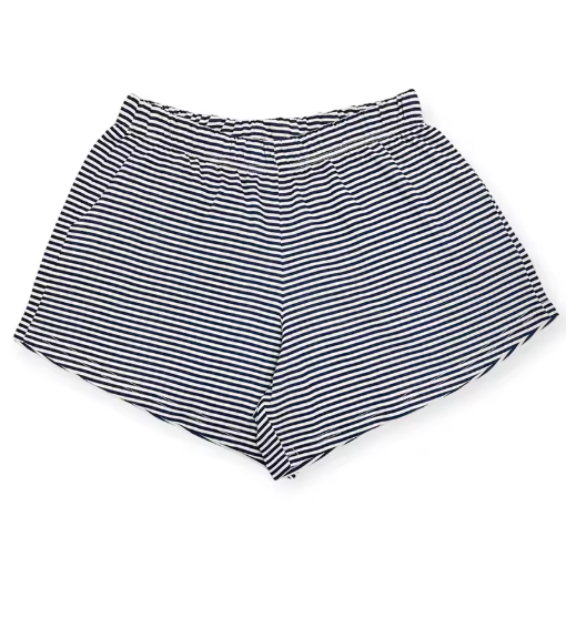 Women's Striped Elastic Waist Shorts – Relaxed Fit for Home & Casual Wear