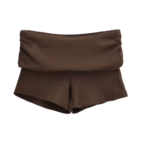 Summer Slim Yoga Shorts for Women – Comfy & Casual Fold-Over Lounge Style
