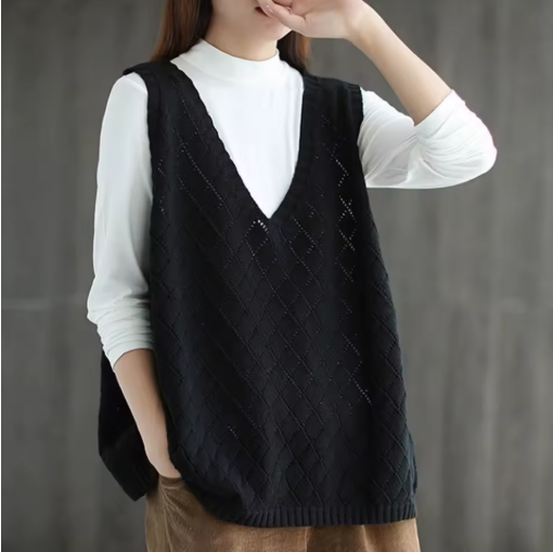 Cozy Baggy Sweater Vest for Women – Korean Vintage Style