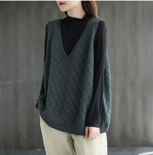 Cozy Baggy Sweater Vest for Women – Korean Vintage Style