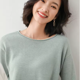 Spring & Autumn Korean Style Women's Loose Knit Sweater – Casual Basic Stretch Pullover in Sky Blue & Pink