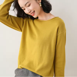 Spring & Autumn Korean Style Women's Loose Knit Sweater – Casual Basic Stretch Pullover in Sky Blue & Pink