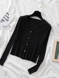 AOSSVIAO 2025 One-Button Ribbed Knit Crop Cardigan – Fairycore Summer Style
