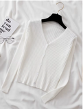 AOSSVIAO 2025 One-Button Ribbed Knit Crop Cardigan – Fairycore Summer Style