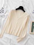AOSSVIAO 2025 One-Button Ribbed Knit Crop Cardigan – Fairycore Summer Style