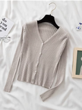 AOSSVIAO 2025 One-Button Ribbed Knit Crop Cardigan – Fairycore Summer Style