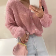 Women's V-Neck Hollow-Out Long Sleeve Cardigan – Light & Elegant