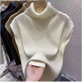 Women's Turtleneck Knitted Sweater Vest – Slim Fit, Vintage Style