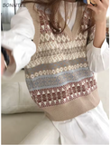 Women's Preppy Striped Knit Sweater Vest – Loose & Vintage Style