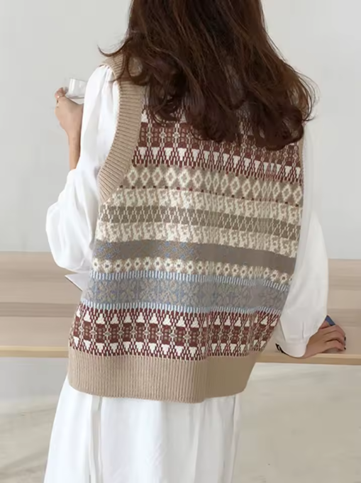 Women's Preppy Striped Knit Sweater Vest – Loose & Vintage Style