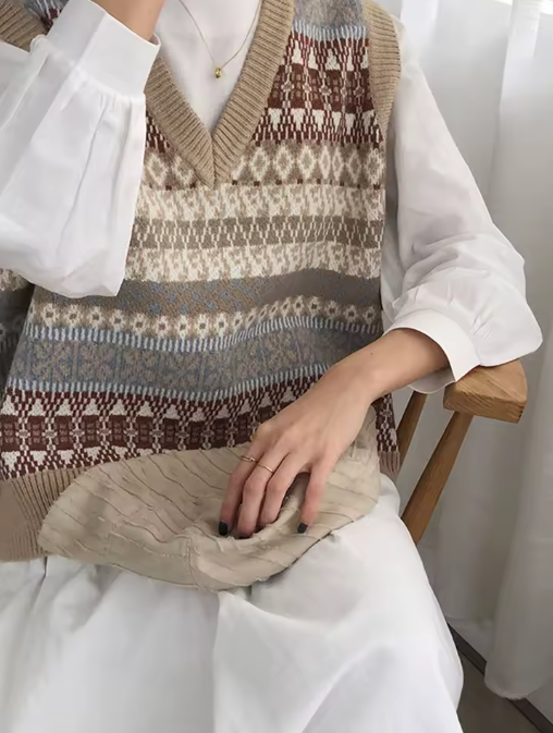 Women's Preppy Striped Knit Sweater Vest – Loose & Vintage Style