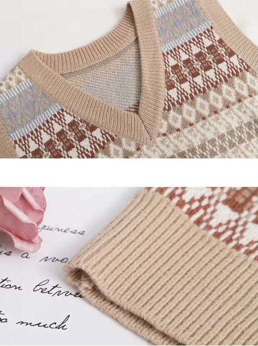Women's Preppy Striped Knit Sweater Vest – Loose & Vintage Style