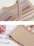 Women's Preppy Striped Knit Sweater Vest – Loose & Vintage Style