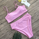 Sexy Solid Color Hollow Out Bikini Set – Two-Piece Split Swimwear for Women & Girls