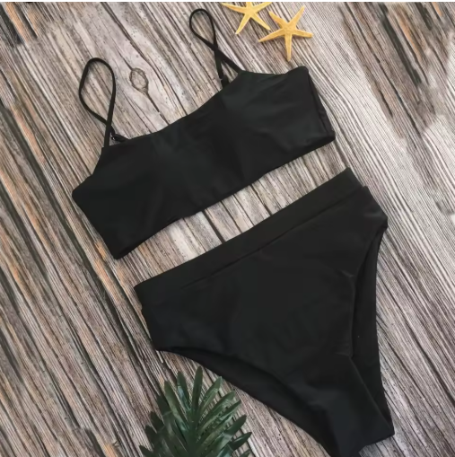 Sexy Solid Color Hollow Out Bikini Set – Two-Piece Split Swimwear for Women & Girls