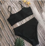 Sexy Solid Color Hollow Out Bikini Set – Two-Piece Split Swimwear for Women & Girls