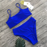 Sexy Solid Color Hollow Out Bikini Set – Two-Piece Split Swimwear for Women & Girls