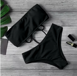 High-Waist Strapless Bikini – Elegant Padded One-Piece Swimwear for Women