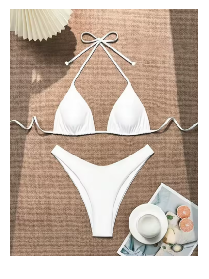 Women's Halter Thong Bikini – Lace-Up Brazilian Bathing Suit in Solid Colors