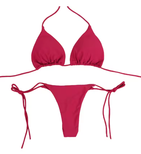 Tie-Side G-String Bikini Set – Feminine Bandage-Style Brazilian Swimwear
