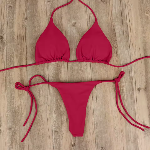 Summer Bikini Set – Push-Up Padded Bra with Thong Bottom for Women