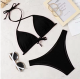 Classic Triangle Bikini Set – Low Waist Brazilian Swimwear with Push-Up Bra