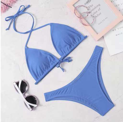 Classic Triangle Bikini Set – Low Waist Brazilian Swimwear with Push-Up Bra