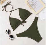 Classic Triangle Bikini Set – Low Waist Brazilian Swimwear with Push-Up Bra
