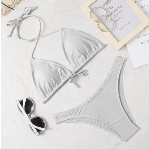 Classic Triangle Bikini Set – Low Waist Brazilian Swimwear with Push-Up Bra