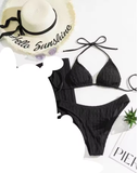 Jacquard Drawstring Two-Piece Swimsuit – Women's Bikini Set | Stylish Beachwear for Swimming & Sunbathing