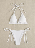 Solid Color Three-Point Bikini – Stylish Strap-On Swimsuit Set for Women