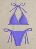 Solid Color Three-Point Bikini – Stylish Strap-On Swimsuit Set for Women