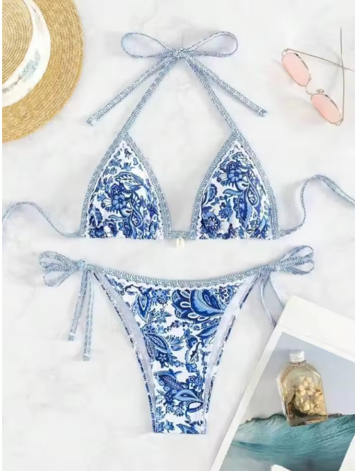 Halter String Triangle Bikini – Two-Piece Swimsuit for Women