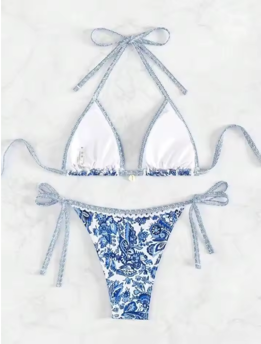 Halter String Triangle Bikini – Two-Piece Swimsuit for Women