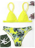 Leaf Print Bikini Set – Padded Push-Up Swimwear for Women