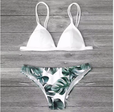 Leaf Print Bikini Set – Padded Push-Up Swimwear for Women