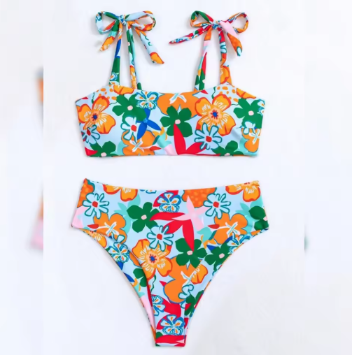 Sexy High-Waist Triangle Bikini – Colorful Bandage String Swimwear for Women