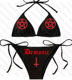 Y2K Letter Print Bikini – Sexy Thong Two-Piece with Gothic Vibes