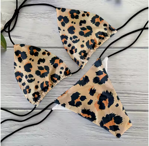 Chic Leopard Print Bikini Set – Sexy Two-Piece Push-Up Swimsuit